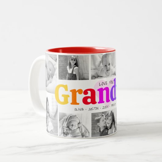 Love You Gramona-数々のcolor 10はっきりしたフォトコラージュ ツートーンマグカップ (正面左)