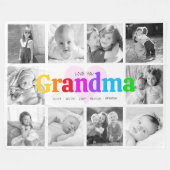 Love You Gramona 10カラフルフォトコラージュ フリースブランケット (正面(横))