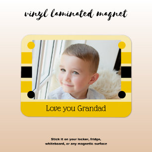 Love you Grandad黄色と黒の写真 マグネット