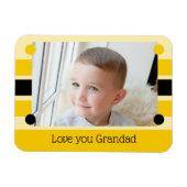 Love you Grandad黄色と黒の写真 マグネット (横)