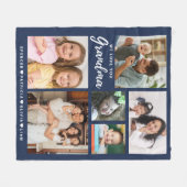 Love You Grandkids 6 Photo Collage Blue フリースブランケット (正面(横))