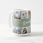 Love You Grandma 12 Photo Collage Sage Green コーヒーマグカップ (正面左)
