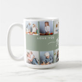 Love You Grandma 12 Photo Collage Sage Green コーヒーマグカップ (左)