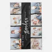 Love You Grandma 8 Photo Collage Black and White キッチンタオル (縦)