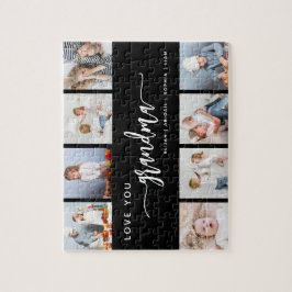 Love You Grandma 8 Photo Collage Black and White ジグソーパズル