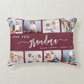 Love You Grandma 8 Photo Collage Burgundy アクセントクッション (正面)
