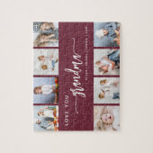 Love You Grandma 8 Photo Collage Burgundy ジグソーパズル (縦)