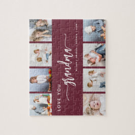 Love You Grandma 8 Photo Collage Burgundy ジグソーパズル