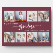 Love You Grandma 8 Photo Collage Burgundy フォトプラーク (正面)