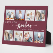 Love You Grandma 8 Photo Collage Burgundy フォトプラーク (側面)