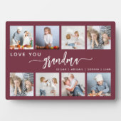Love You Grandma 8 Photo Collage Burgundy フォトプラーク (正面)