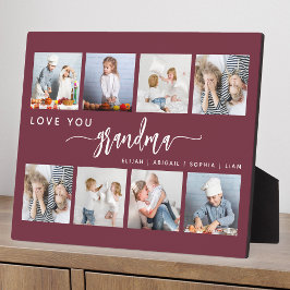 Love You Grandma 8 Photo Collage Burgundy フォトプラーク