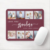 Love You Grandma 8 Photo Collage Burgundy マウスパッド (マウス)