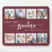 Love You Grandma 8 Photo Collage Burgundy マウスパッド (正面)