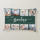 Love You Grandma 8 Photo Collage Dark Green アクセントクッション (裏面)
