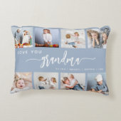 Love You Grandma 8 Photo Collage Dusty Blue アクセントクッション (裏面)