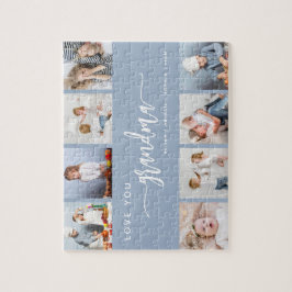 Love You Grandma 8 Photo Collage Dusty Blue ジグソーパズル