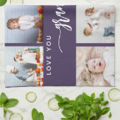 Love You Grandma 8 Photo Collage Purple キッチンタオル (折り畳み)