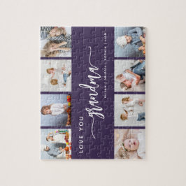 Love You Grandma 8 Photo Collage Purple ジグソーパズル