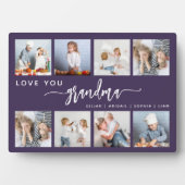 Love You Grandma 8 Photo Collage Purple フォトプラーク (正面)