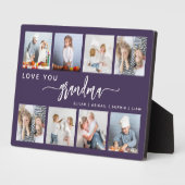 Love You Grandma 8 Photo Collage Purple フォトプラーク (側面)