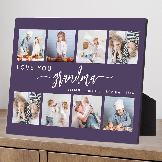 Love You Grandma 8 Photo Collage Purple フォトプラーク