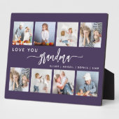 Love You Grandma 8 Photo Collage Purple フォトプラーク (側面)
