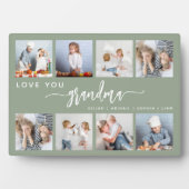 Love You Grandma 8 Photo Collage Sage Green フォトプラーク (正面)