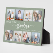 Love You Grandma 8 Photo Collage Sage Green フォトプラーク (側面)