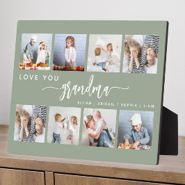 Love You Grandma 8 Photo Collage Sage Green フォトプラーク
