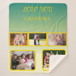 Love You Grandma Collage with Gold Script シェルパブランケット