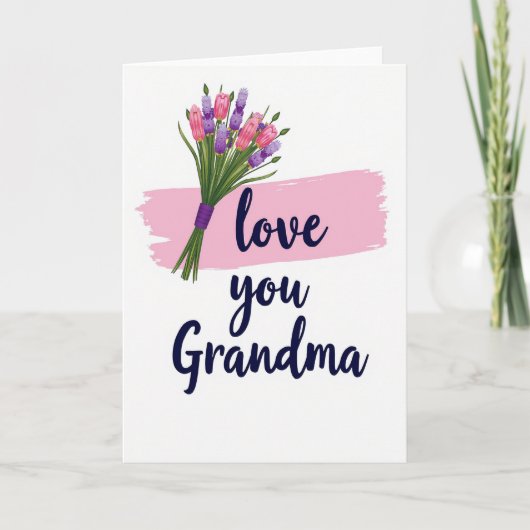 Love You Grandma Floral Card カード (正面)