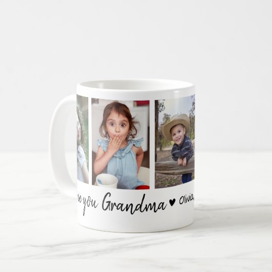 Love You Grandma Grandkids 5 Photo Collage   コーヒーマグカップ (正面左)