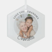 Love You Grandma Keepsake Photo ガラスオーナメント (正面)