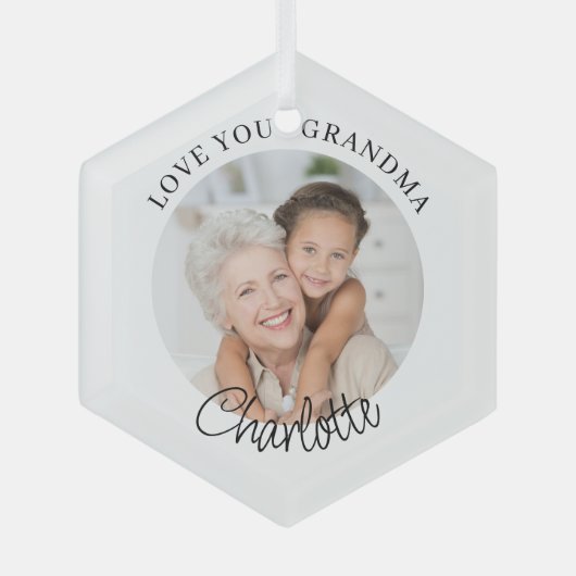 Love You Grandma Keepsake Photo ガラスオーナメント (正面)