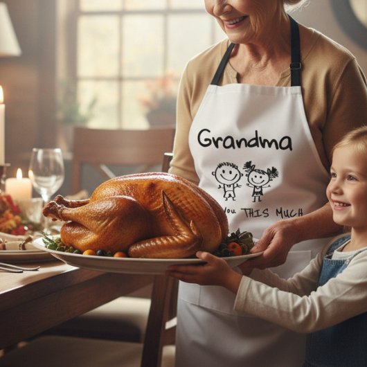 Love You Grandma Kids Art Personalized Gift エプロン