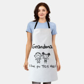 Love You Grandma Kids Art Personalized Gift エプロン (着用した状態)