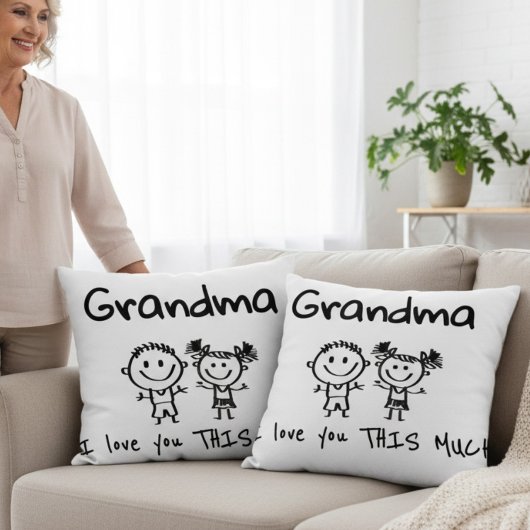 Love You Grandma Kids Art Personalized Gift クッション