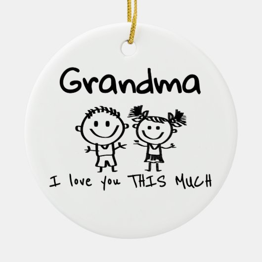 Love You Grandma Kids Art Personalized Gift セラミックオーナメント (正面)