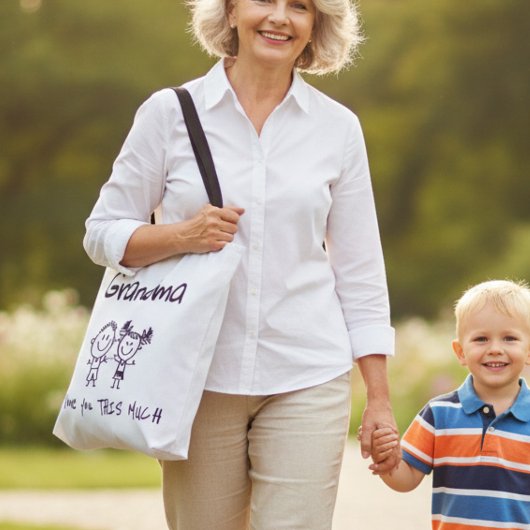 Love You Grandma Kids Art Personalized Gift トートバッグ