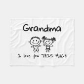 Love You Grandma Kids Art Personalized Gift フリースブランケット (正面(横))