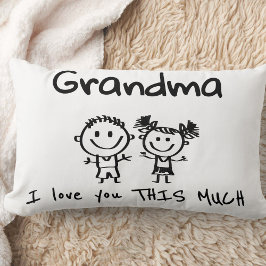 Love You Grandma Kids Art Personalized Gift ランバークッション