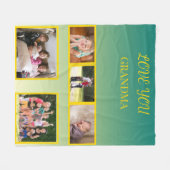 Love You Grandma Photo Collage and Gold Script フリースブランケット (正面(横))