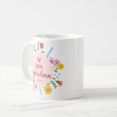 Love You Grandma Photo Floral Mug Gift コーヒーマグカップ (正面左)