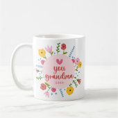 Love You Grandma Photo Floral Mug Gift コーヒーマグカップ (左)