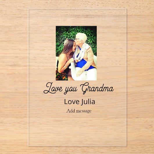 Love you Grandma photo name love message grandkids アクリル招待状 (正面)