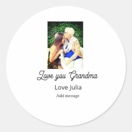 Love you Grandma photo name love message grandkids ラウンドシール
