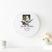 Love you Grandma photo name love message grandkids ラージ壁時計 (ホーム)