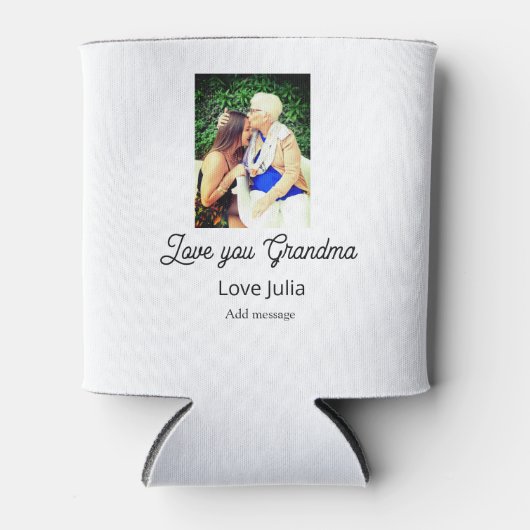 Love you Grandma photo name love message grandkids 缶クーラー (正面)