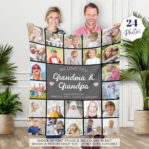 Love You Grandpa 24フォトカスタムカラー フリースブランケット